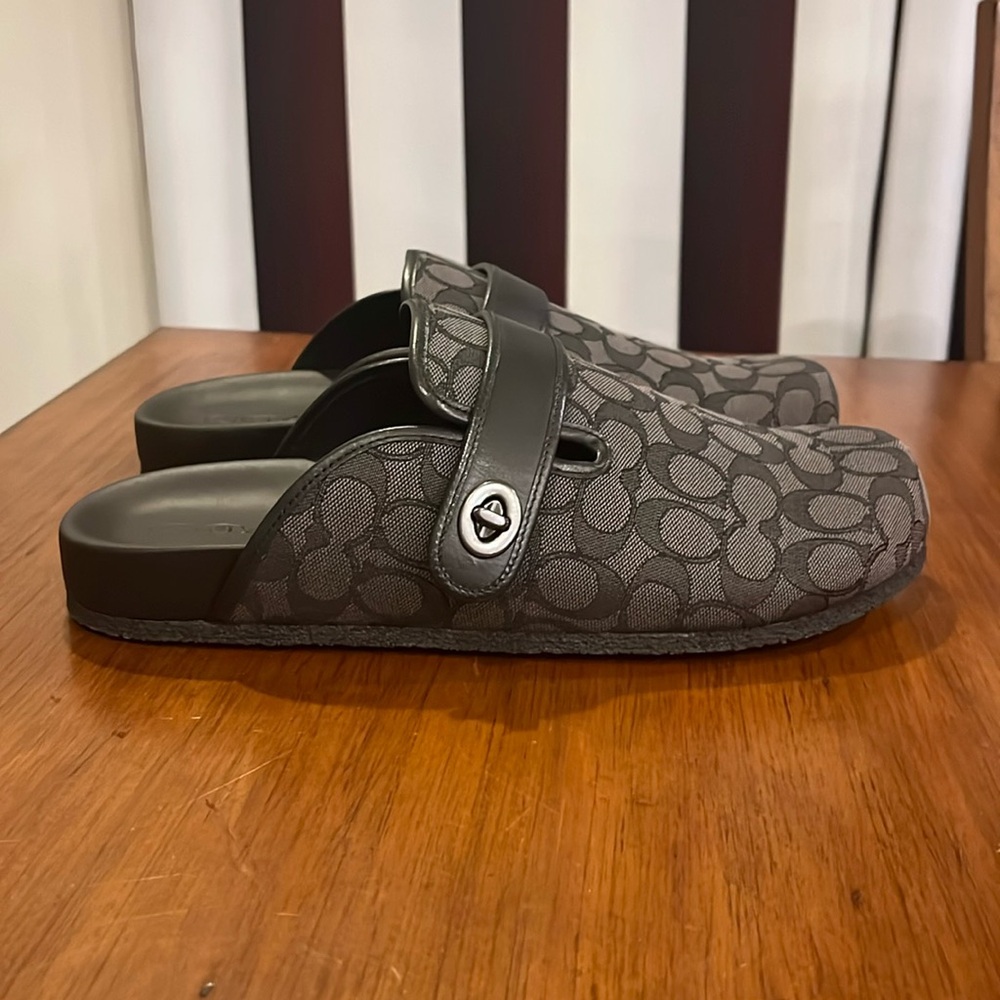 Coach New York Signature Clog Shoes new Charcoal Black Men’s Size 13 - Picture 3 of 16